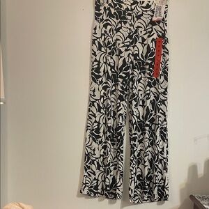Three Dots Black and White Patterned Wide Leg Pants